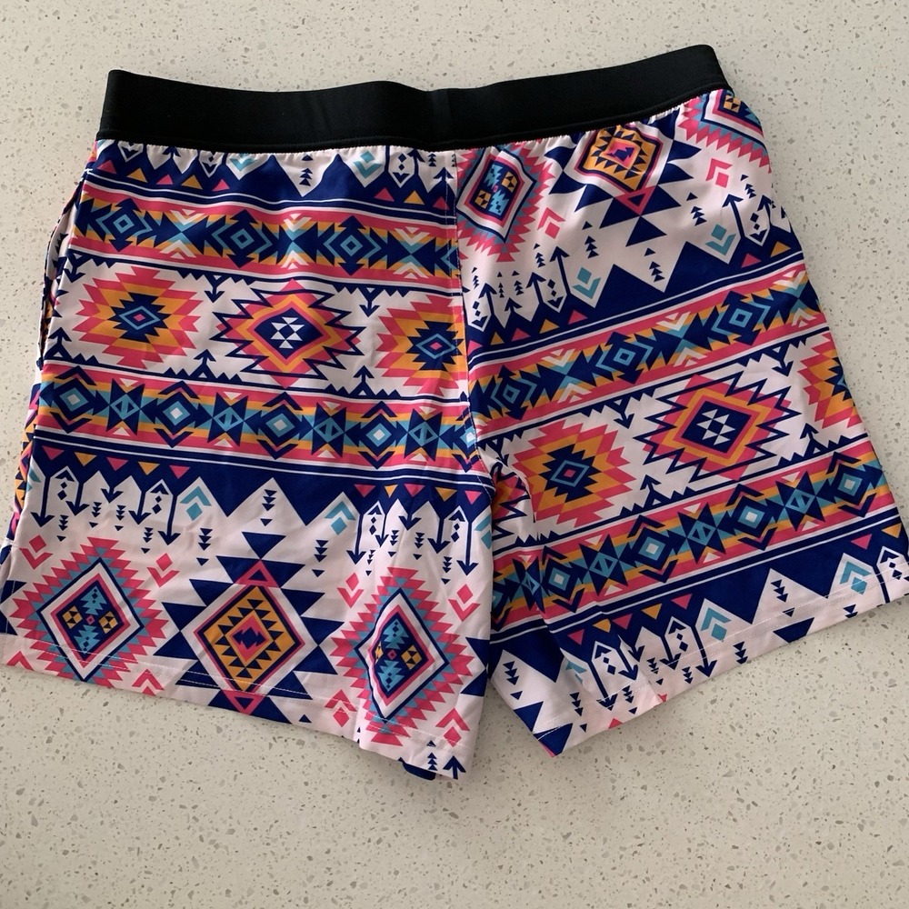 Multicolor Geometric Tribal Print Athletic Shorts Elastic Waist‎ Women Large